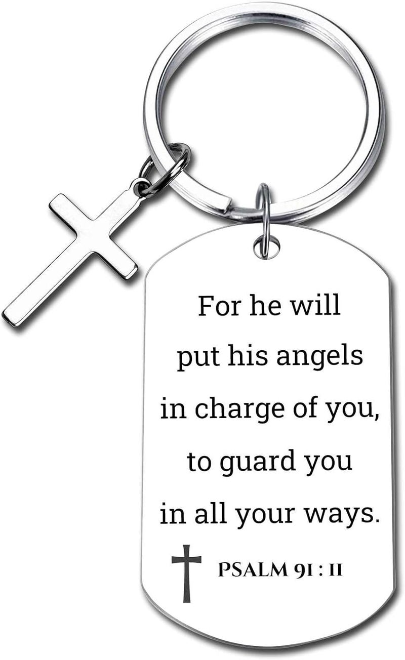 GiftYou Inspirational Scripture Metal Key Chains with Cross Pendant - Bible Verse Keychain Religious Gift for Christian - Image 1